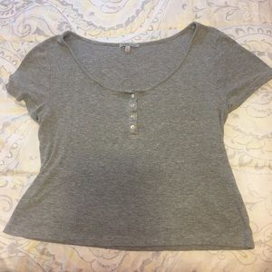 Gray Ribbed Crop Top